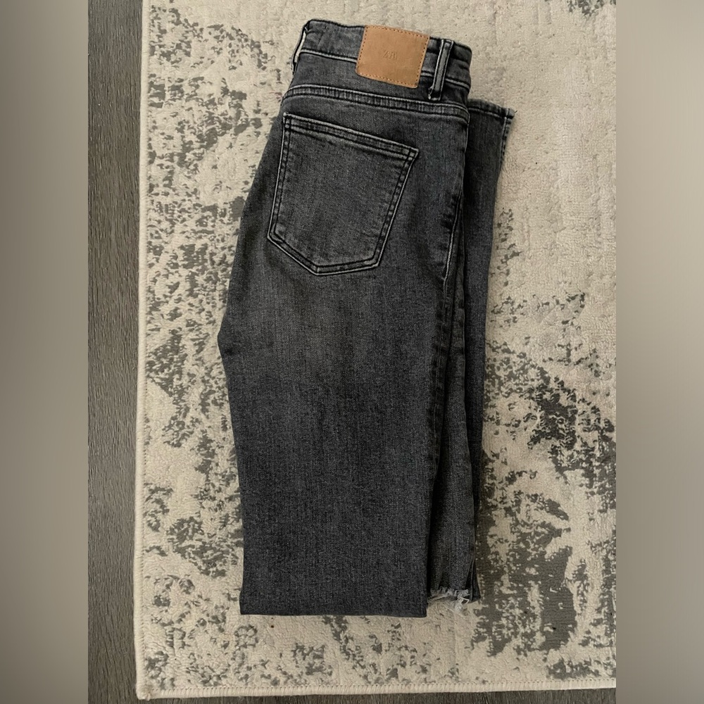 ZARA slim flare slit grey washed pants! BLOGGER FAV!